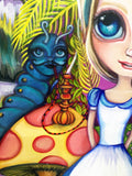 "Alice and Absolem" Alice in Wonderland inspired Original Painting