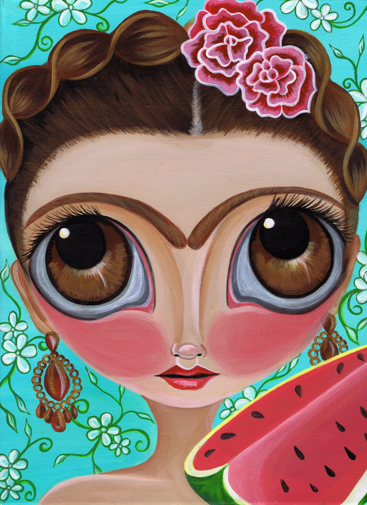 "Frida and the Watermelon" Art Print