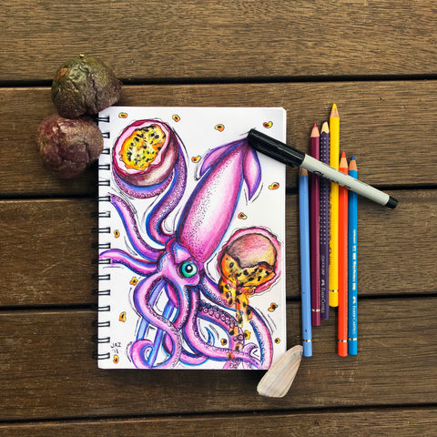 Original Drawing "Passionate Squid"